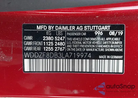 2020 Mercedes-Benz E 350 z USA, uszkodzony, nr VIN WDDZF8DB3LA719974